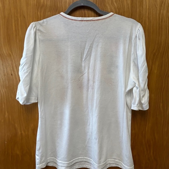 Solitaire Red and White Graphic Embellished Blouse - Picture 2 of 3